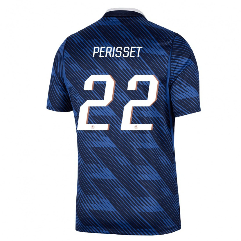 Danxen Barn Frankrike Eve Perisset #22 Marin Blå Vit Hemmatröja Matchtröjor 26-28 Tröjor T-Tröja