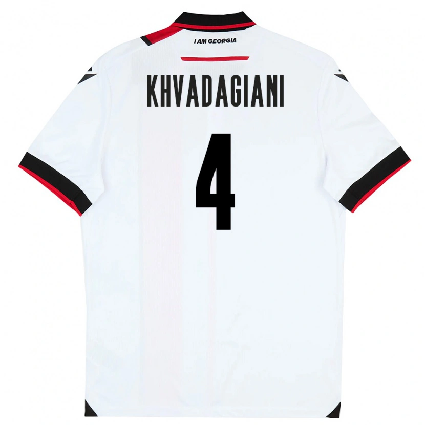 Danxen Barn Georgia Saba Khvadagiani #4 Vit Svart Röd Hemmatröja Matchtröjor 26-28 Tröjor T-Tröja