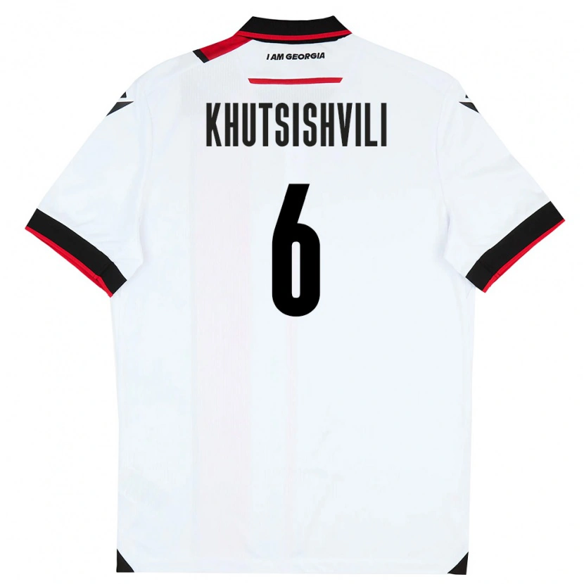 Danxen Barn Georgia Lasha Khutsishvili #6 Vit Svart Röd Hemmatröja Matchtröjor 26-28 Tröjor T-Tröja