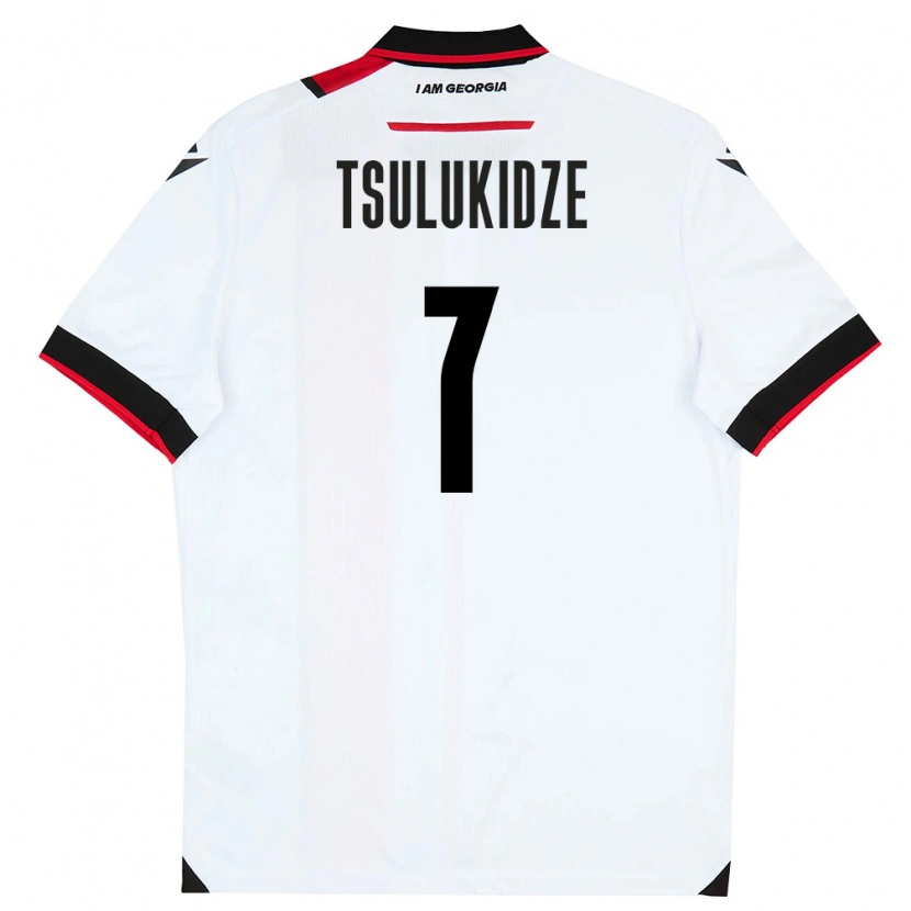 Danxen Barn Georgia Luka Tsulukidze #7 Vit Svart Röd Hemmatröja Matchtröjor 26-28 Tröjor T-Tröja