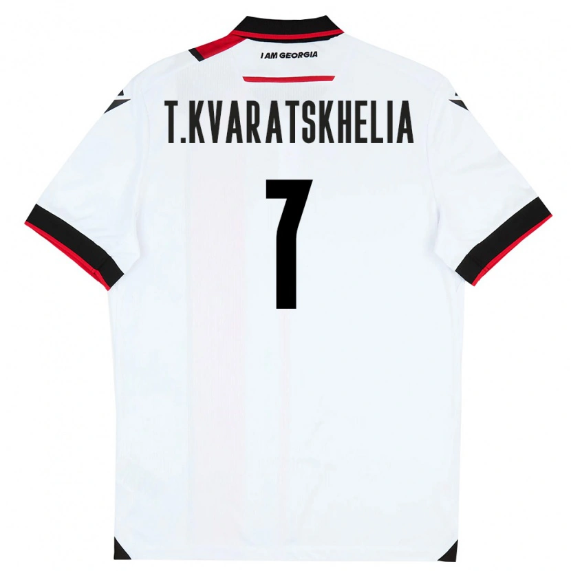 Danxen Barn Georgia Tornike Kvaratskhelia #7 Vit Svart Röd Hemmatröja Matchtröjor 26-28 Tröjor T-Tröja