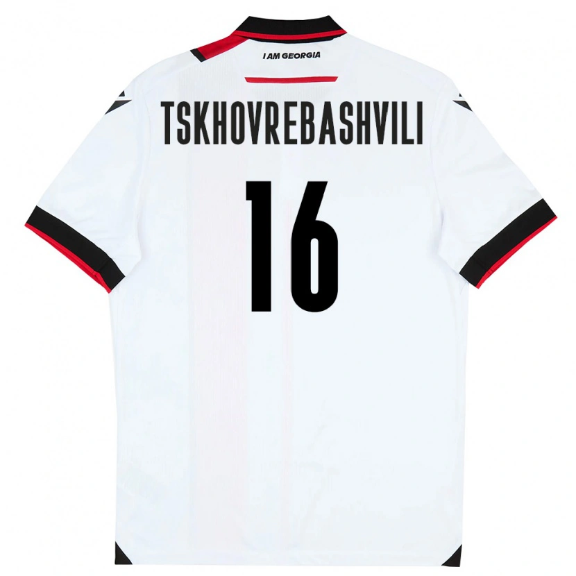 Danxen Barn Georgia Nikoloz Tskhovrebashvili #16 Vit Svart Röd Hemmatröja Matchtröjor 26-28 Tröjor T-Tröja