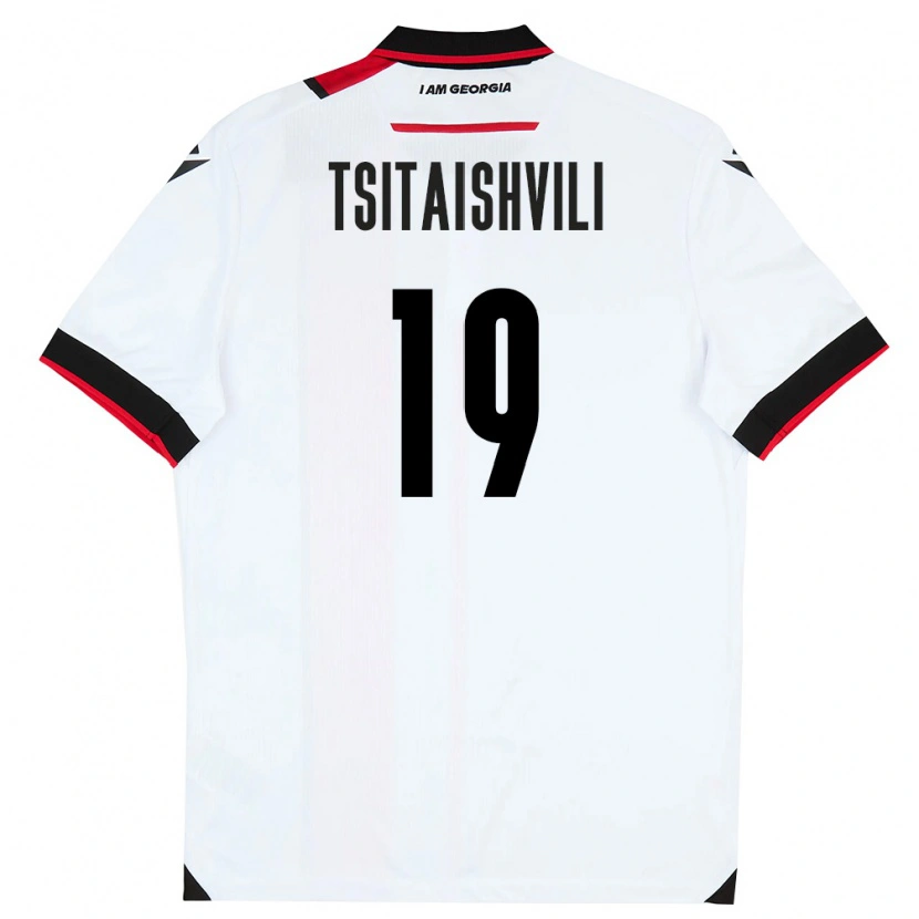 Danxen Barn Georgia Giorgi Tsitaishvili #19 Vit Svart Röd Hemmatröja Matchtröjor 26-28 Tröjor T-Tröja