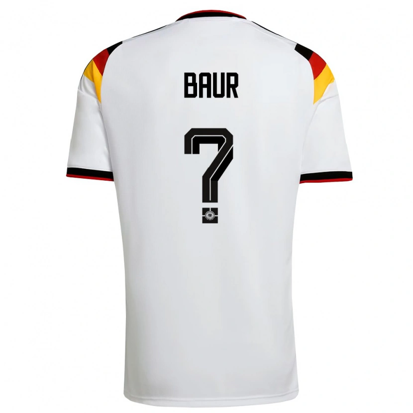 Danxen Barn Tyskland Mika Baur #0 Vit Svart Röd Hemmatröja Matchtröjor 26-28 Tröjor T-Tröja