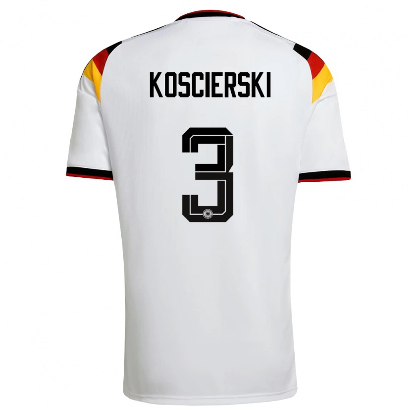 Danxen Barn Tyskland Kacper Koscierski #3 Vit Svart Röd Hemmatröja Matchtröjor 26-28 Tröjor T-Tröja