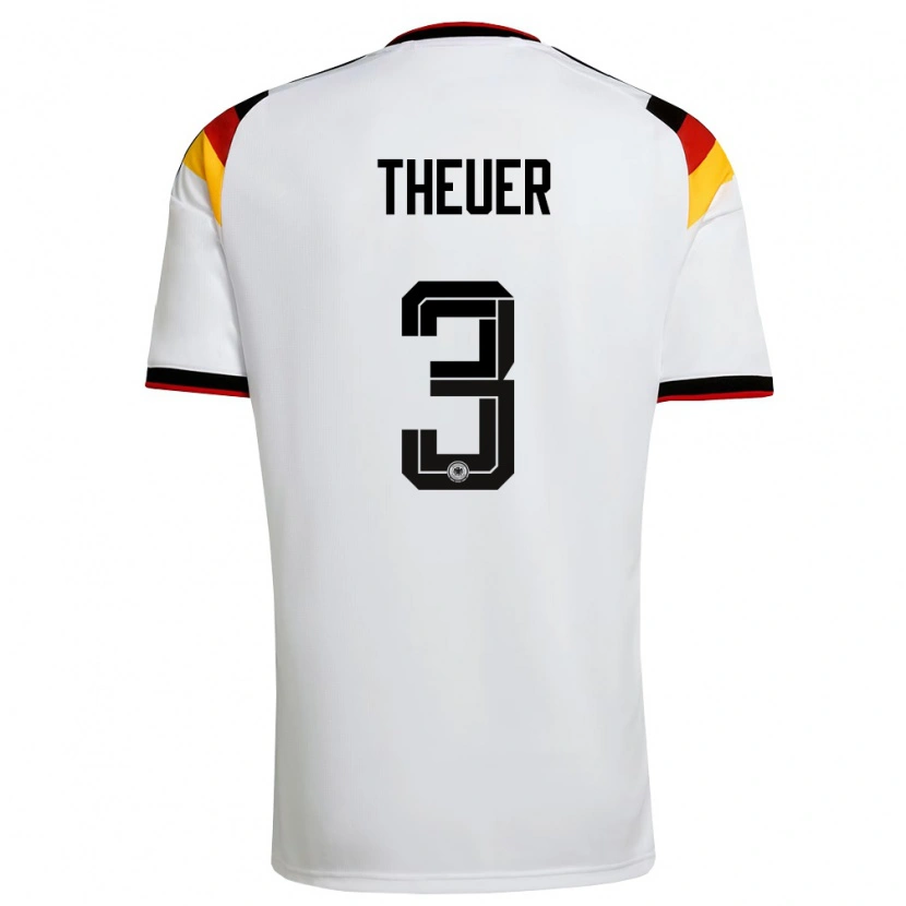 Danxen Barn Tyskland Maximilian Theuer #3 Vit Svart Röd Hemmatröja Matchtröjor 26-28 Tröjor T-Tröja