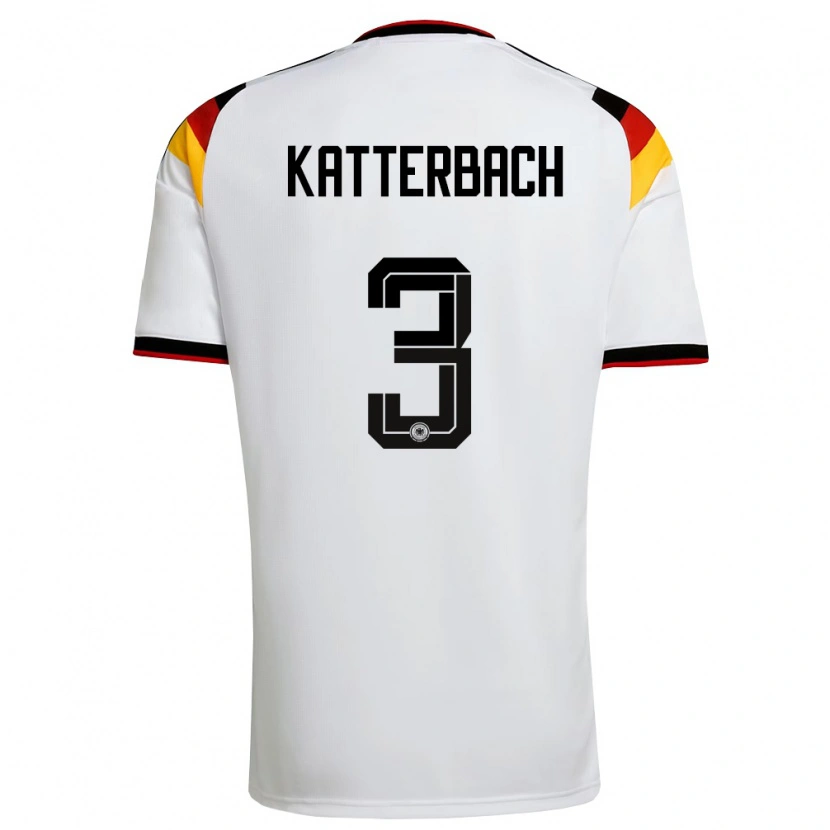 Danxen Barn Tyskland Noah Katterbach #3 Vit Svart Röd Hemmatröja Matchtröjor 26-28 Tröjor T-Tröja