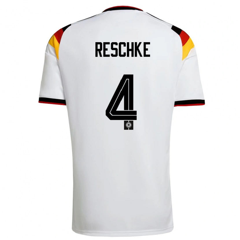 Danxen Barn Tyskland Gianluca Reschke #4 Vit Svart Röd Hemmatröja Matchtröjor 26-28 Tröjor T-Tröja