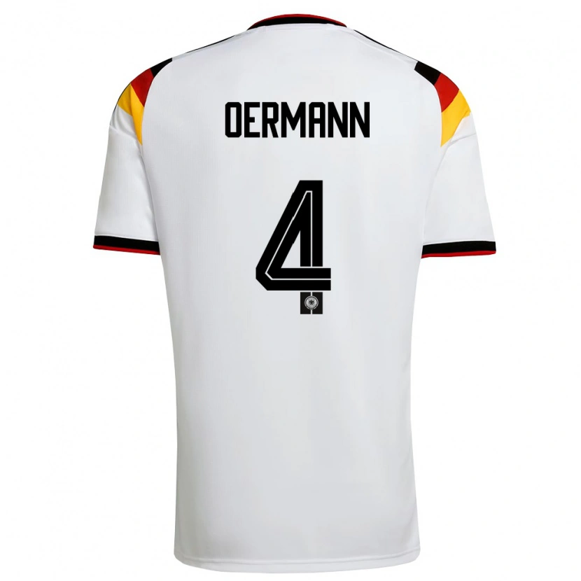Danxen Barn Tyskland Tim Oermann #4 Vit Svart Röd Hemmatröja Matchtröjor 26-28 Tröjor T-Tröja