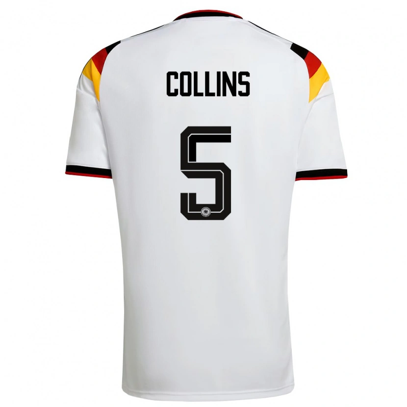 Danxen Barn Tyskland Nnamdi Collins #5 Vit Svart Röd Hemmatröja Matchtröjor 26-28 Tröjor T-Tröja