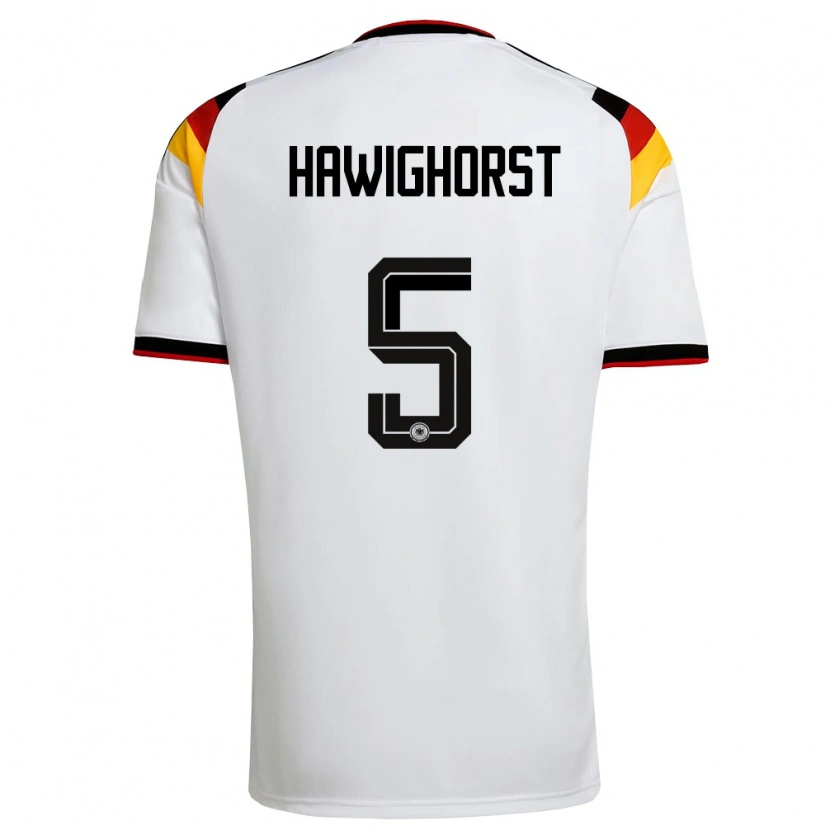 Danxen Barn Tyskland Ben Hawighorst #5 Vit Svart Röd Hemmatröja Matchtröjor 26-28 Tröjor T-Tröja
