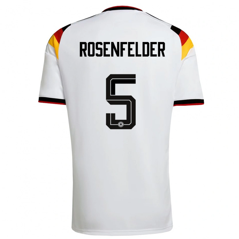 Danxen Barn Tyskland Max Rosenfelder #5 Vit Svart Röd Hemmatröja Matchtröjor 26-28 Tröjor T-Tröja