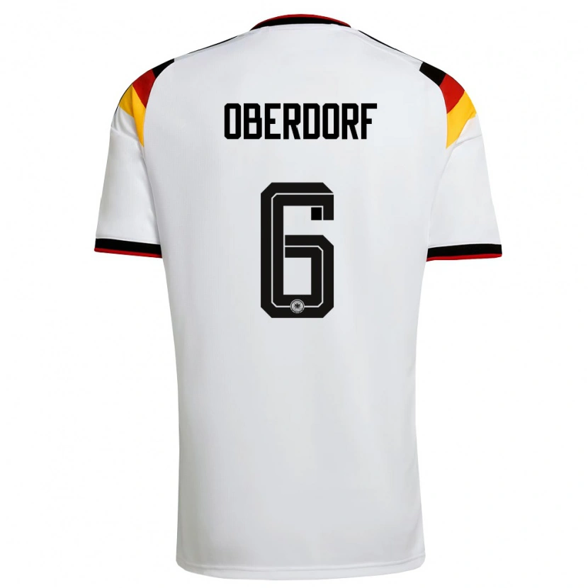 Danxen Barn Tyskland Lena Oberdorf #6 Vit Svart Röd Hemmatröja Matchtröjor 26-28 Tröjor T-Tröja
