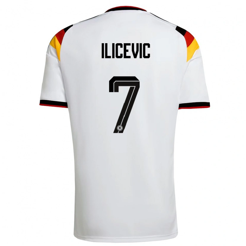 Danxen Barn Tyskland Niko Ilicevic #7 Vit Svart Röd Hemmatröja Matchtröjor 26-28 Tröjor T-Tröja