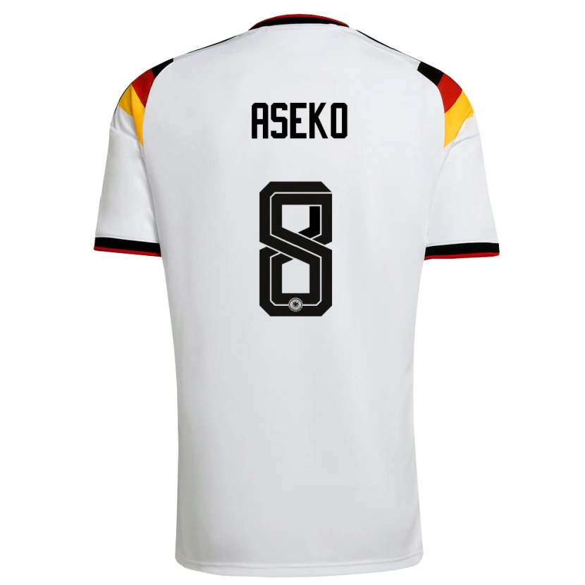 Danxen Barn Tyskland Noel Aseko #8 Vit Svart Röd Hemmatröja Matchtröjor 26-28 Tröjor T-Tröja
