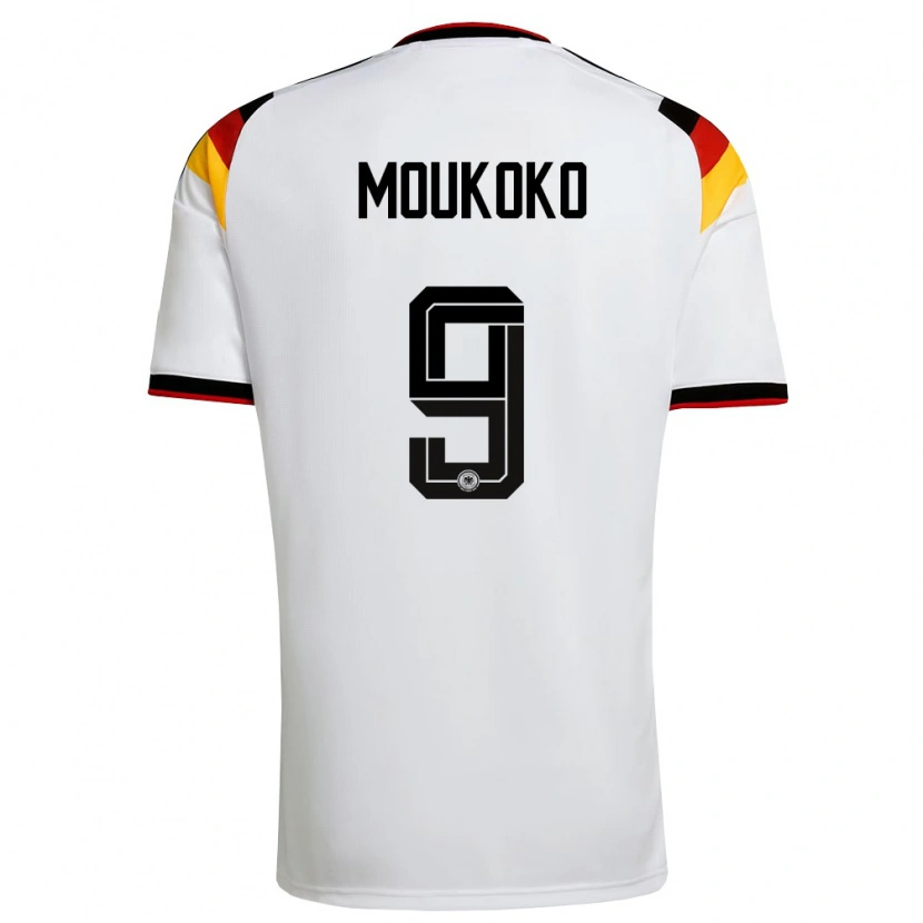 Danxen Barn Tyskland Youssoufa Moukoko #9 Vit Svart Röd Hemmatröja Matchtröjor 26-28 Tröjor T-Tröja