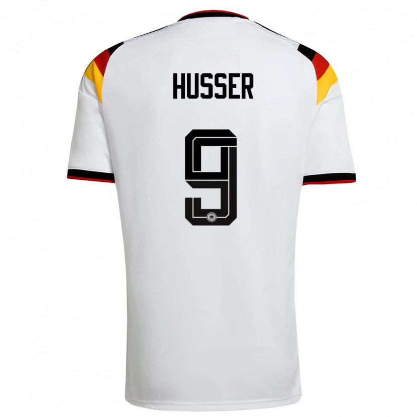 Danxen Barn Tyskland Denis Husser #9 Vit Svart Röd Hemmatröja Matchtröjor 26-28 Tröjor T-Tröja