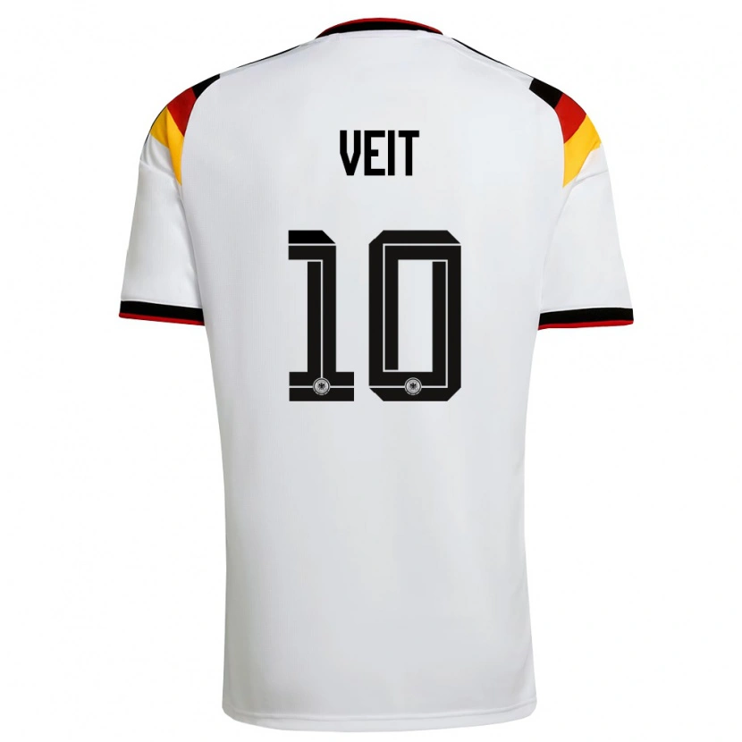 Danxen Barn Tyskland Jannik Veit #10 Vit Svart Röd Hemmatröja Matchtröjor 26-28 Tröjor T-Tröja