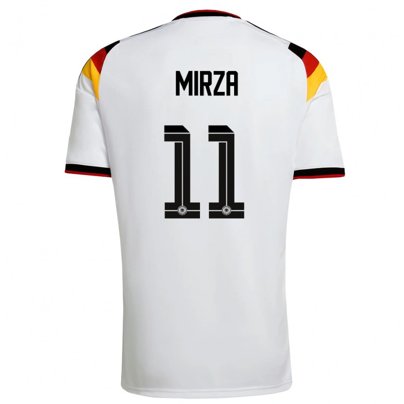 Danxen Barn Tyskland Marwan-Omir Mirza #11 Vit Svart Röd Hemmatröja Matchtröjor 26-28 Tröjor T-Tröja