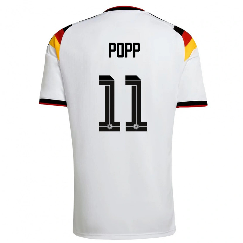 Danxen Barn Tyskland Alexandra Popp #11 Vit Svart Röd Hemmatröja Matchtröjor 26-28 Tröjor T-Tröja