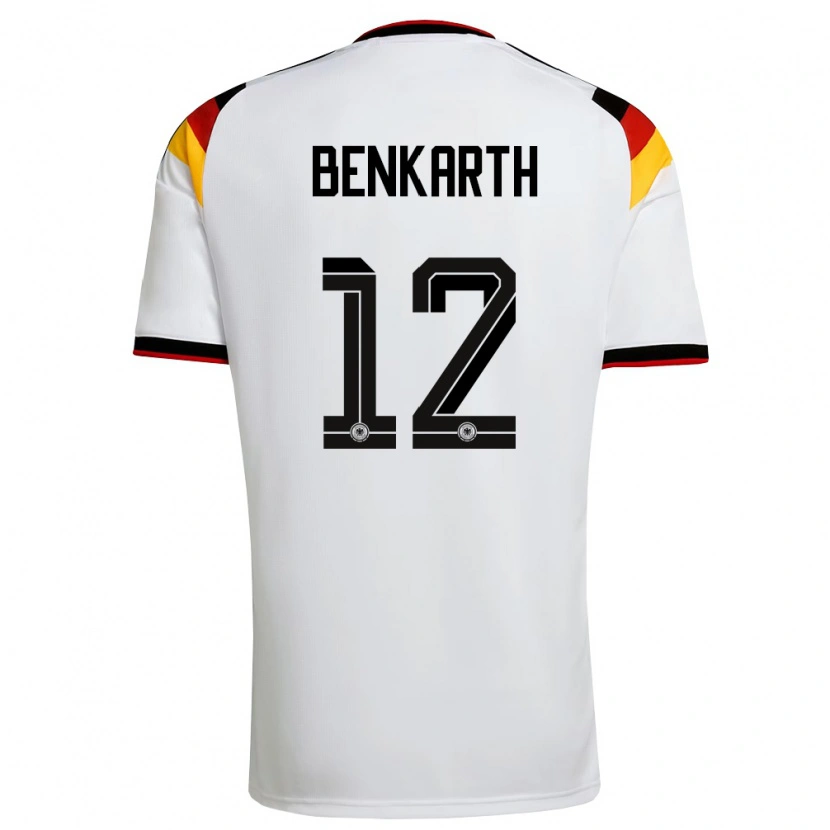 Danxen Barn Tyskland Laura Benkarth #12 Vit Svart Röd Hemmatröja Matchtröjor 26-28 Tröjor T-Tröja