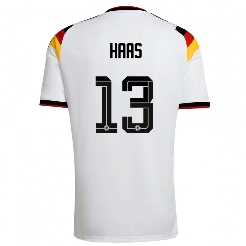 Danxen Barn Tyskland Mika Haas #13 Vit Svart Röd Hemmatröja Matchtröjor 26-28 Tröjor T-Tröja