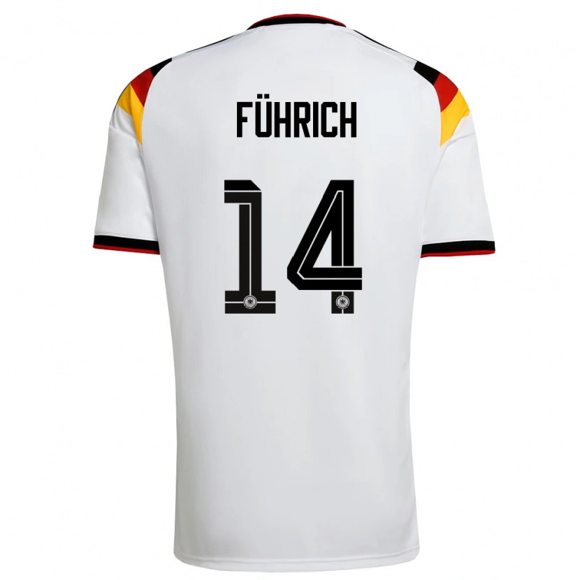 Danxen Barn Tyskland Chris Führich #14 Vit Svart Röd Hemmatröja Matchtröjor 26-28 Tröjor T-Tröja
