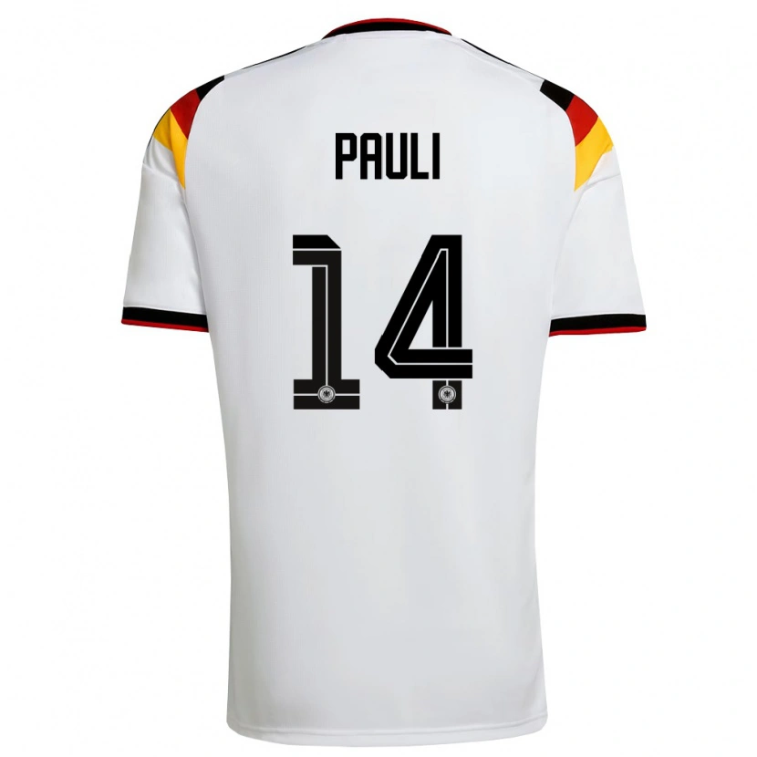 Danxen Barn Tyskland Julian Pauli #14 Vit Svart Röd Hemmatröja Matchtröjor 26-28 Tröjor T-Tröja