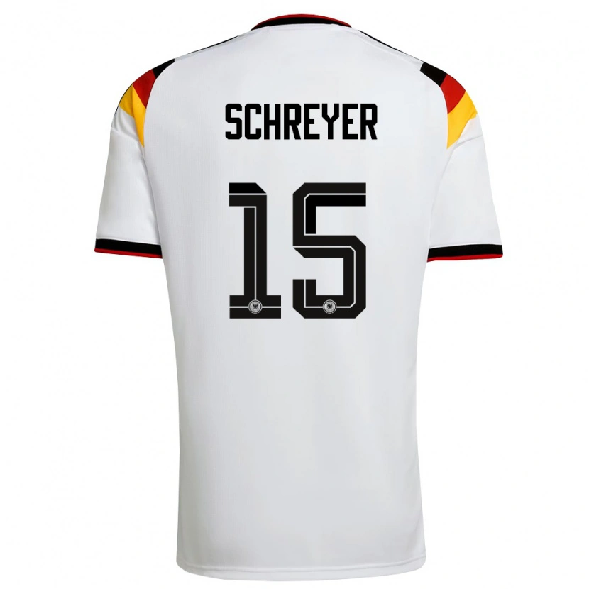 Danxen Barn Tyskland Tim Schreyer #15 Vit Svart Röd Hemmatröja Matchtröjor 26-28 Tröjor T-Tröja