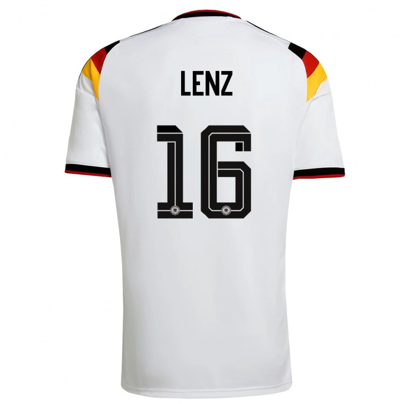 Danxen Barn Tyskland Cajetan Lenz #16 Vit Svart Röd Hemmatröja Matchtröjor 26-28 Tröjor T-Tröja