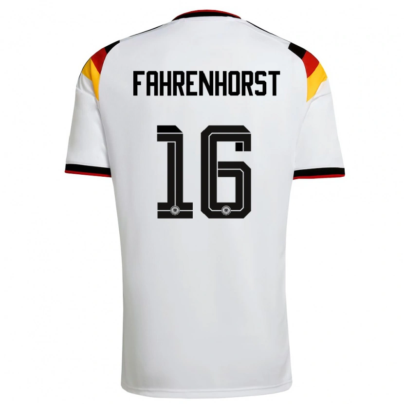 Danxen Barn Tyskland Luke Fahrenhorst #16 Vit Svart Röd Hemmatröja Matchtröjor 26-28 Tröjor T-Tröja
