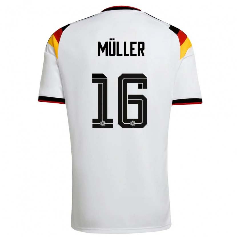 Danxen Barn Tyskland Ruben Müller #16 Vit Svart Röd Hemmatröja Matchtröjor 26-28 Tröjor T-Tröja