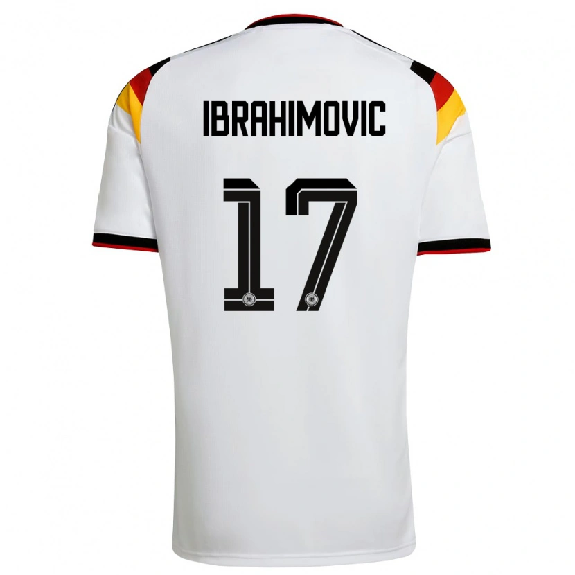 Danxen Barn Tyskland Arijon Ibrahimovic #17 Vit Svart Röd Hemmatröja Matchtröjor 26-28 Tröjor T-Tröja