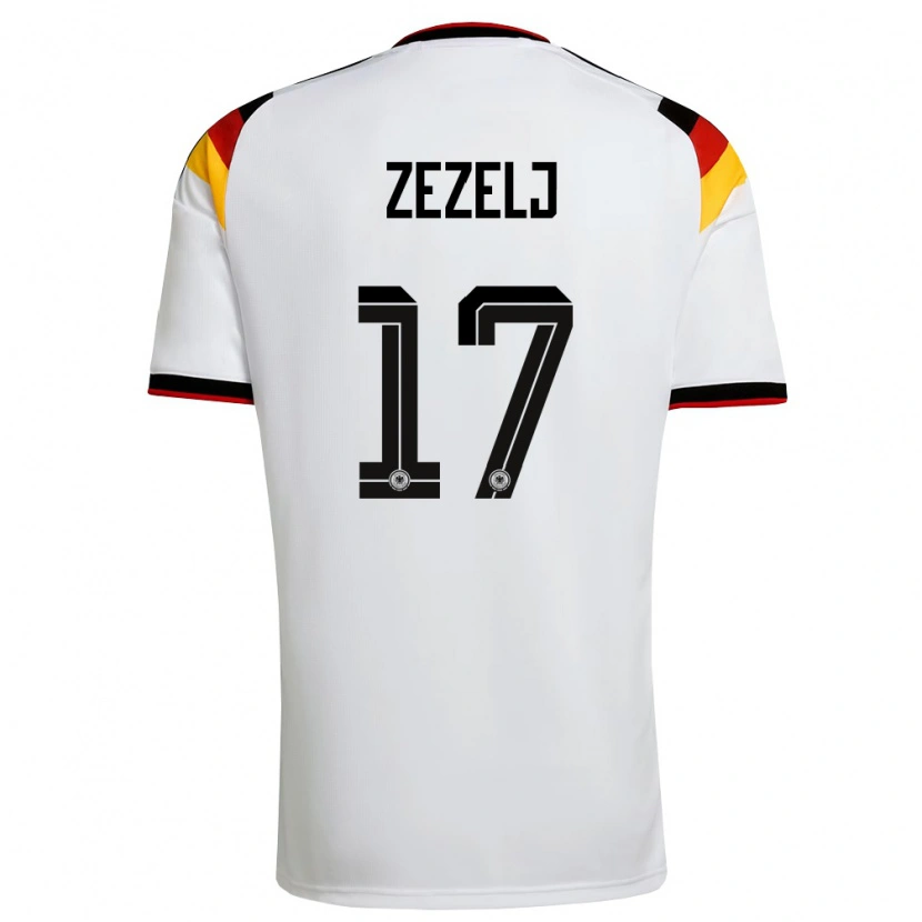 Danxen Barn Tyskland Neno Zezelj #17 Vit Svart Röd Hemmatröja Matchtröjor 26-28 Tröjor T-Tröja