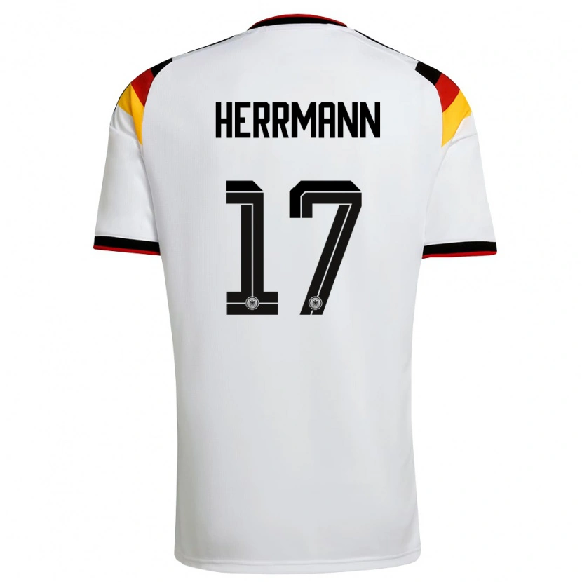 Danxen Barn Tyskland Charles Herrmann #17 Vit Svart Röd Hemmatröja Matchtröjor 26-28 Tröjor T-Tröja