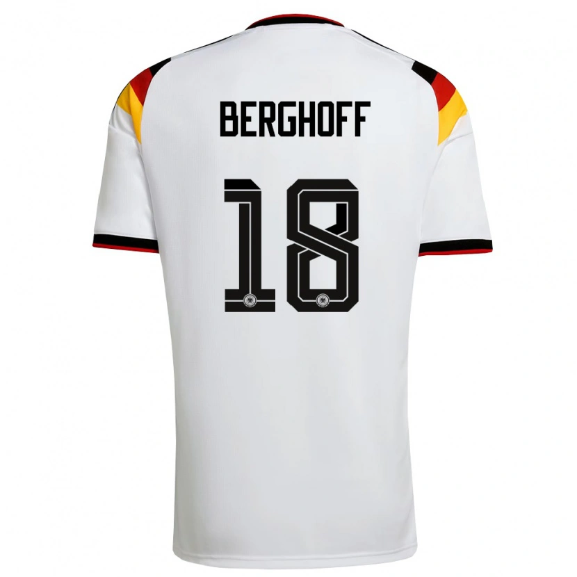 Danxen Barn Tyskland Jonah Berghoff #18 Vit Svart Röd Hemmatröja Matchtröjor 26-28 Tröjor T-Tröja