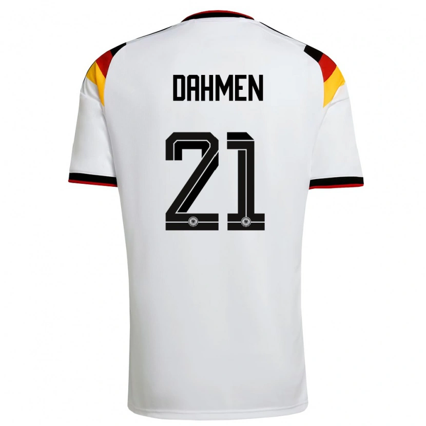 Danxen Barn Tyskland Finn Dahmen #21 Vit Svart Röd Hemmatröja Matchtröjor 26-28 Tröjor T-Tröja