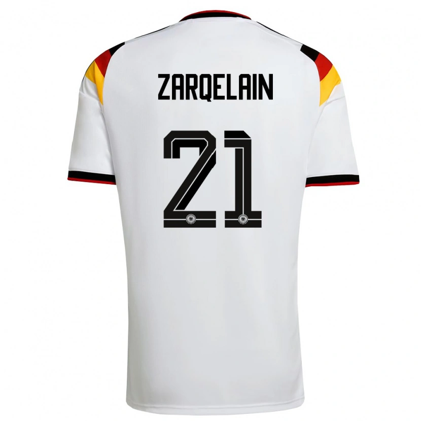 Danxen Barn Tyskland Fadi Zarqelain #21 Vit Svart Röd Hemmatröja Matchtröjor 26-28 Tröjor T-Tröja