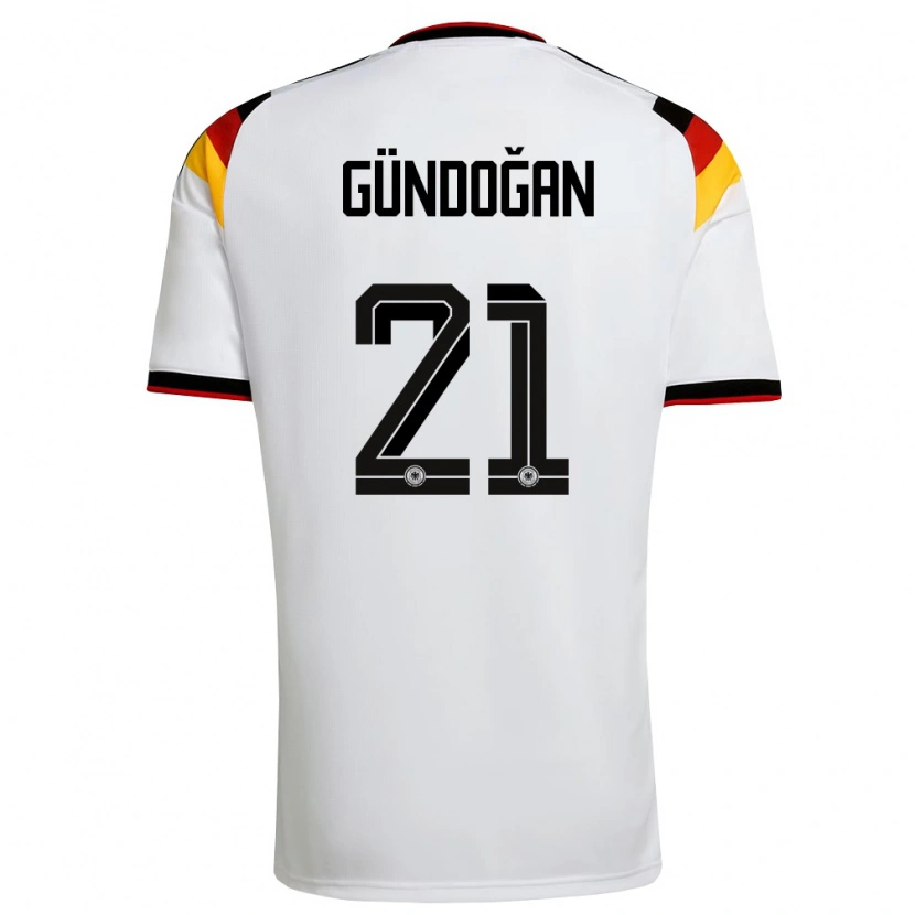 Danxen Barn Tyskland Ilkay Gundogan #21 Vit Svart Röd Hemmatröja Matchtröjor 26-28 Tröjor T-Tröja