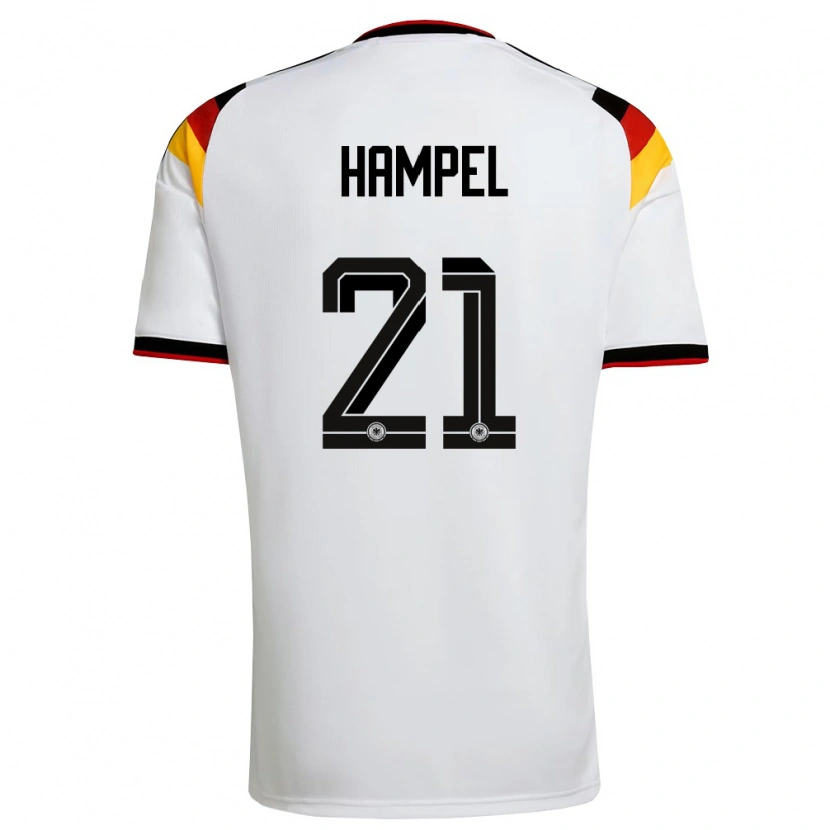 Danxen Barn Tyskland Luca Hampel #21 Vit Svart Röd Hemmatröja Matchtröjor 26-28 Tröjor T-Tröja