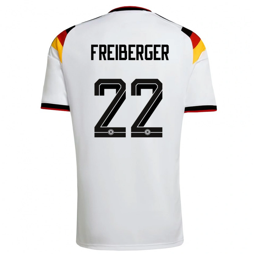 Danxen Barn Tyskland Benjamin Freiberger #22 Vit Svart Röd Hemmatröja Matchtröjor 26-28 Tröjor T-Tröja