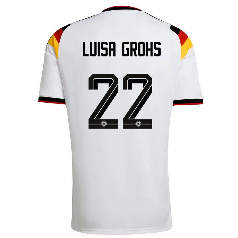 Danxen Barn Tyskland Maria Luisa Grohs #22 Vit Svart Röd Hemmatröja Matchtröjor 26-28 Tröjor T-Tröja