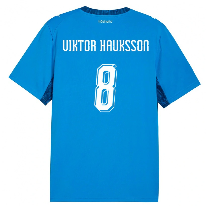 Danxen Barn Island Jón Viktor Hauksson #8 Blå Marin Hemmatröja Matchtröjor 26-28 Tröjor T-Tröja