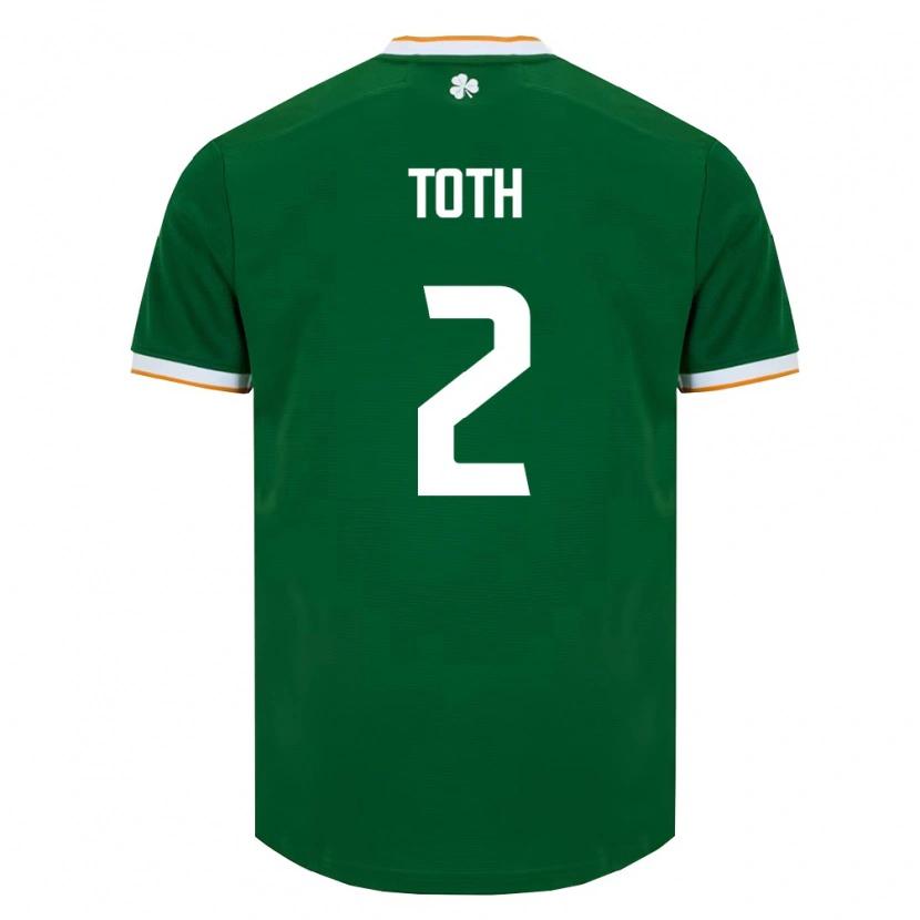 Danxen Barn Irland Patrick Toth #2 Mörk Grön Vit Hemmatröja Matchtröjor 26-28 Tröjor T-Tröja