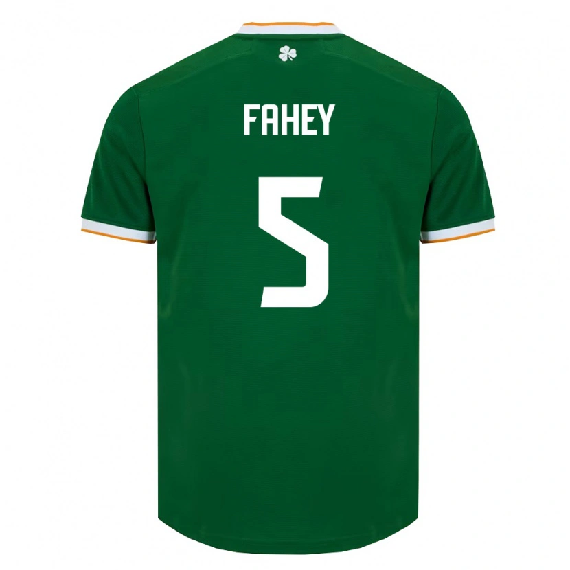 Danxen Barn Irland Niamh Fahey #5 Mörk Grön Vit Hemmatröja Matchtröjor 26-28 Tröjor T-Tröja