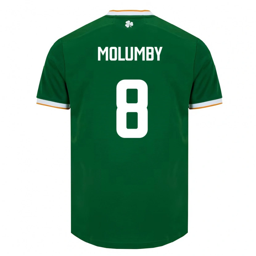 Danxen Barn Irland Jayson Molumby #8 Mörk Grön Vit Hemmatröja Matchtröjor 26-28 Tröjor T-Tröja