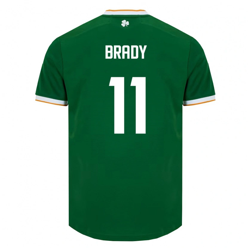 Danxen Barn Irland Robbie Brady #11 Mörk Grön Vit Hemmatröja Matchtröjor 26-28 Tröjor T-Tröja