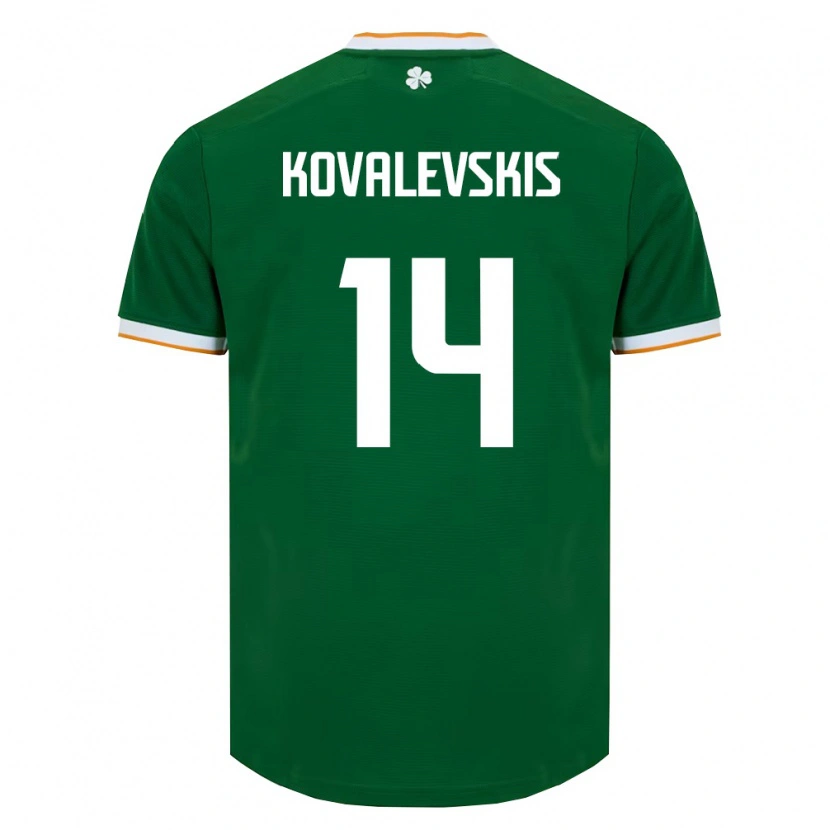 Danxen Barn Irland Max Kovalevskis #14 Mörk Grön Vit Hemmatröja Matchtröjor 26-28 Tröjor T-Tröja