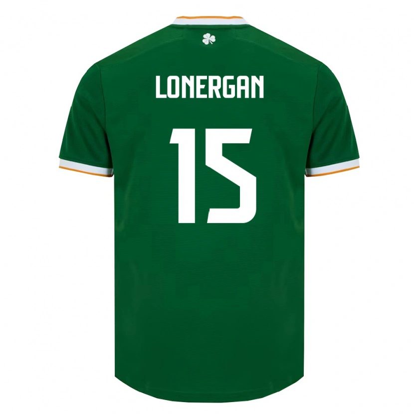 Danxen Barn Irland Tommy Lonergan #15 Mörk Grön Vit Hemmatröja Matchtröjor 26-28 Tröjor T-Tröja