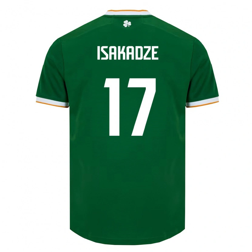 Danxen Barn Irland Mate Isakadze #17 Mörk Grön Vit Hemmatröja Matchtröjor 26-28 Tröjor T-Tröja